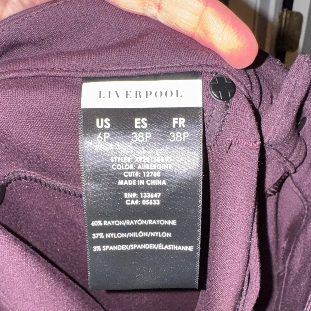 LIVERPOOL Women's 6/28‎ petite Skinny Ankle Stretch Pants in Aubergine
